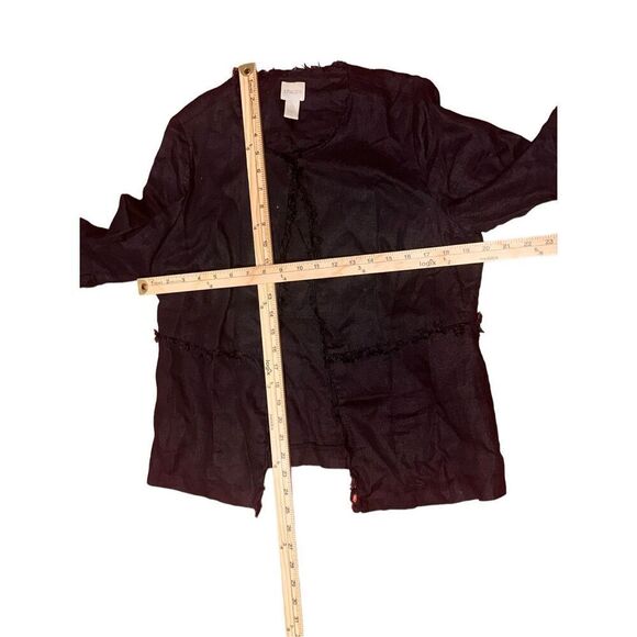 Beautiful CHICO’S Black Linen Jacket with Bell Sleeves and Fringe Hem Size Chico - Picture 10 of 11